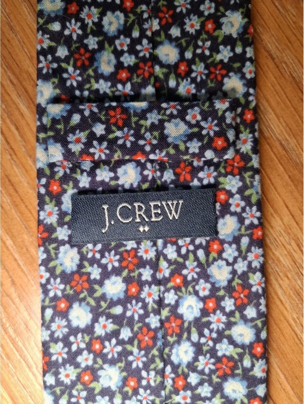 J Crew Cotton Tie Blue Multicolor Floral Skinny Slim